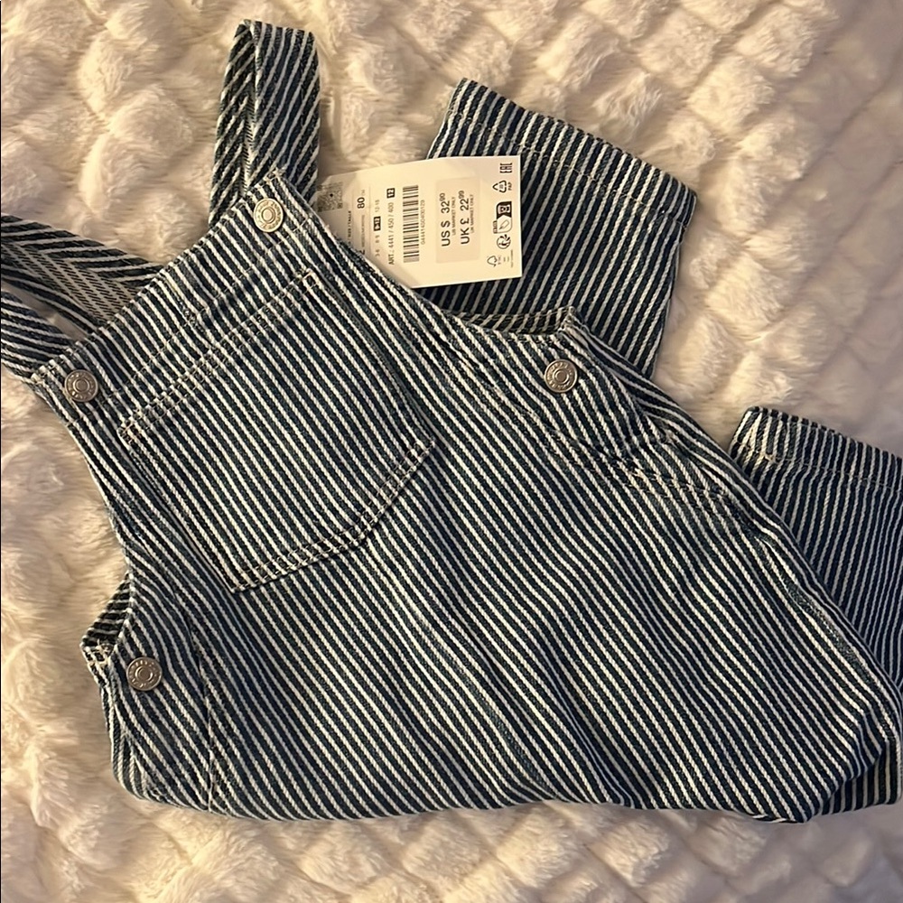 BNWT- Zara Blue and White Striped Jumpsuit